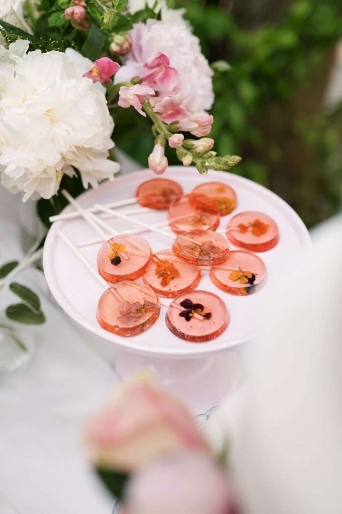 Pink Edible Flower Lollipoops